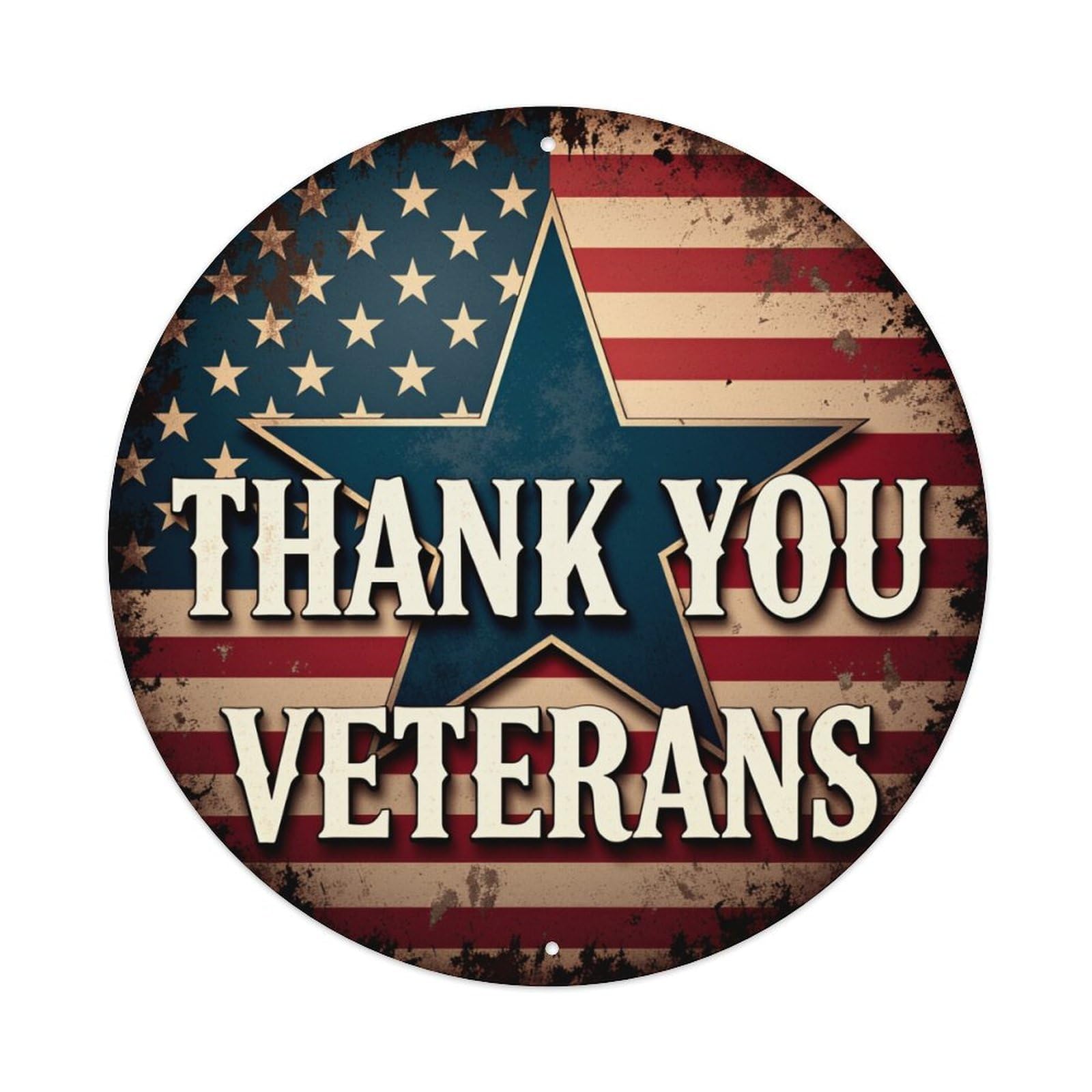 Jdfenggu Vintage American Flag Star Thank You Veterans Retro Metal Tin Sign, Metal Poster For Bar, Home, Man Cave, Kitchen, Laundry Room Art Decor 8X8 Inch