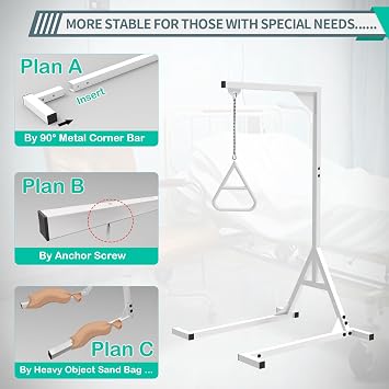 Bed Trapeze, Trapeze Bar for Bed Mobility Sturdy Bed Trapeze for Elderly and Patient Bed Pull Up Medical Trapeze Bars Assist Individual with Transferring Or Repositioning Safely and Easily