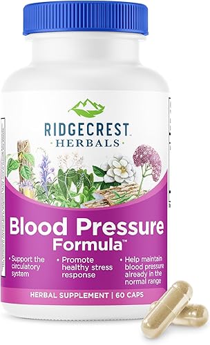 RidgeCrest Herbals Fórmula herbaria para la presión arterial, 12 hierbas, hongo Poria, gastrodia, Gardenia, para corazón, vascular, salud de la