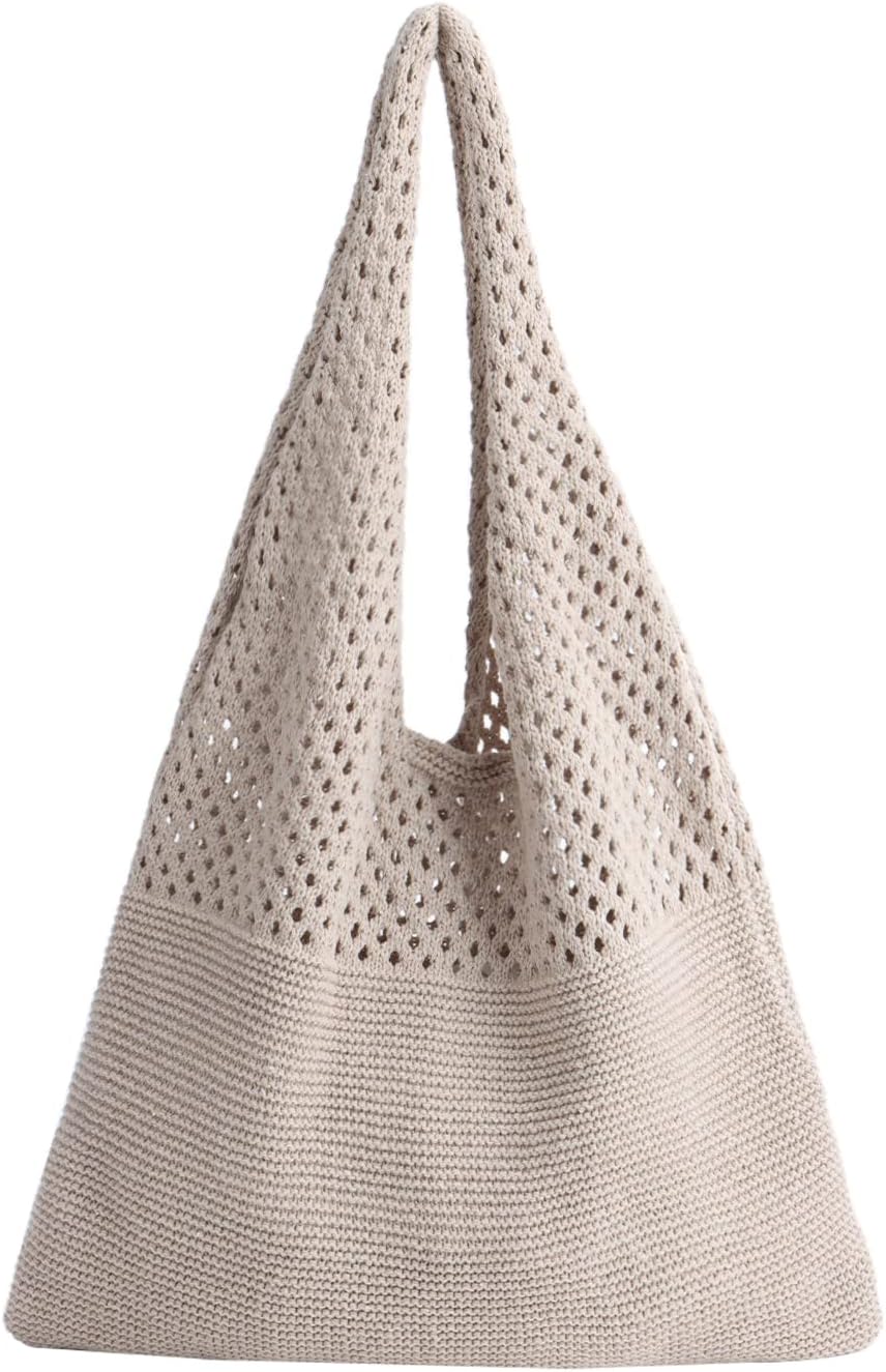 Crochet mesh tote bag for women retro summer style.