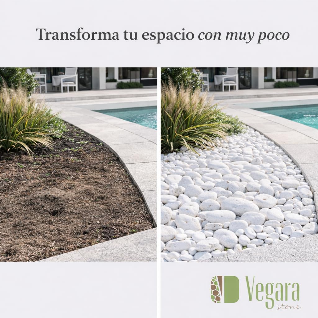 Piedra Jardín Decoración Canto Rodado Blanco Puro 4-6 cm (25)