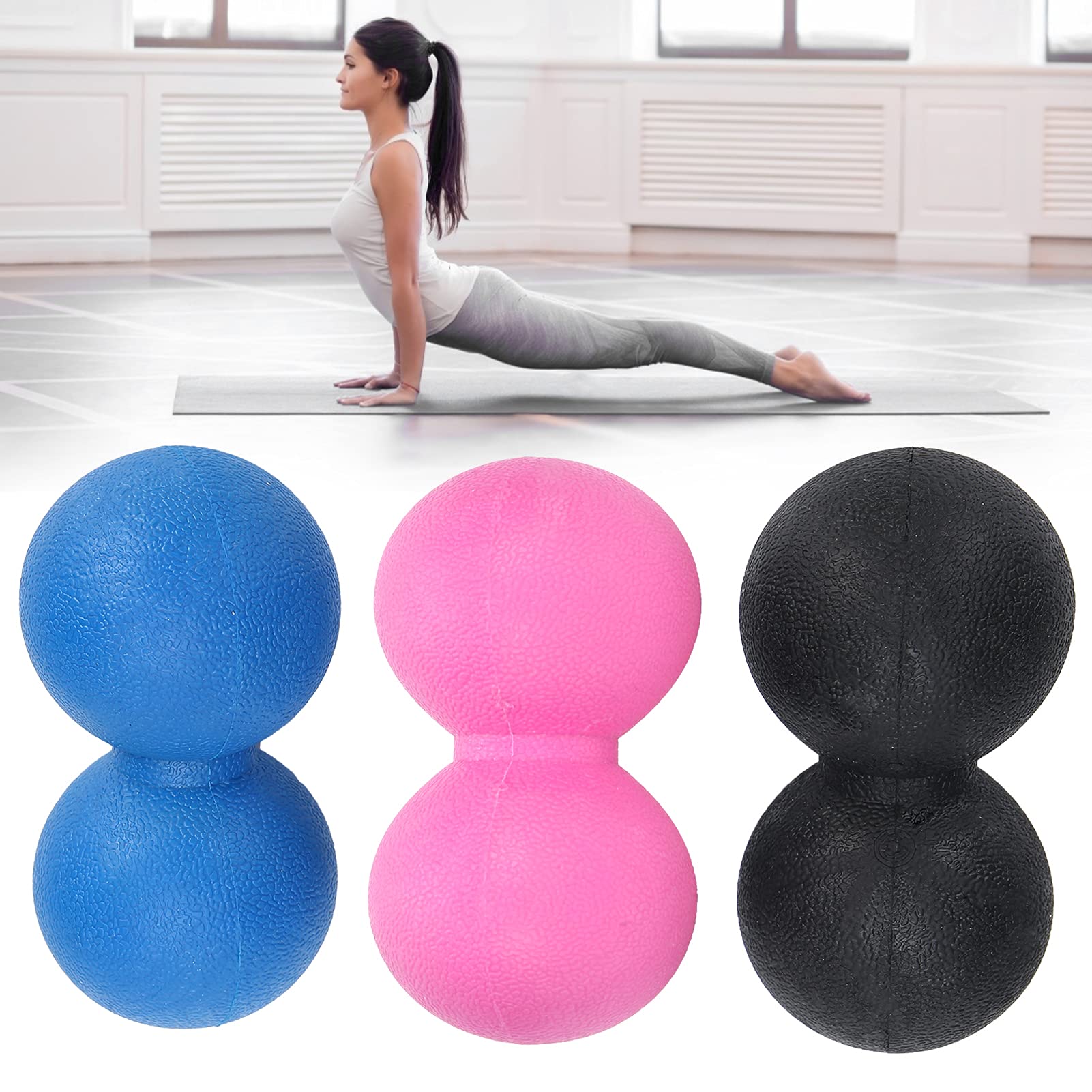 Erdnussförmiger Selbstfaszienentspannender Massageball aus TPR Material zur Linderung von Muskelermüdung Triggerpunkten tragbar für Fitness Faszientraining (schwarz rosa