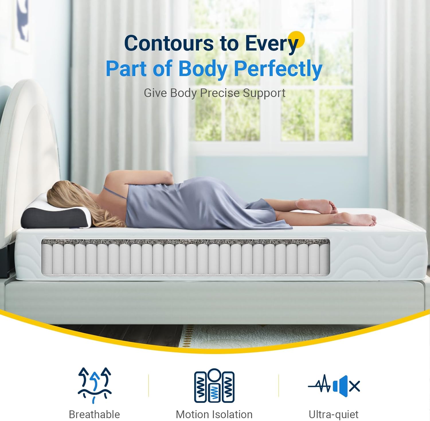 Avenco 4FT Small Double Mattresses 8 Inch Medium Soft Pocket Sprung Mattress Motion Isolation Spring Mattress with CertiPUR-US Foam & Oeko-Tex Fabric 135x190x20cm image 5