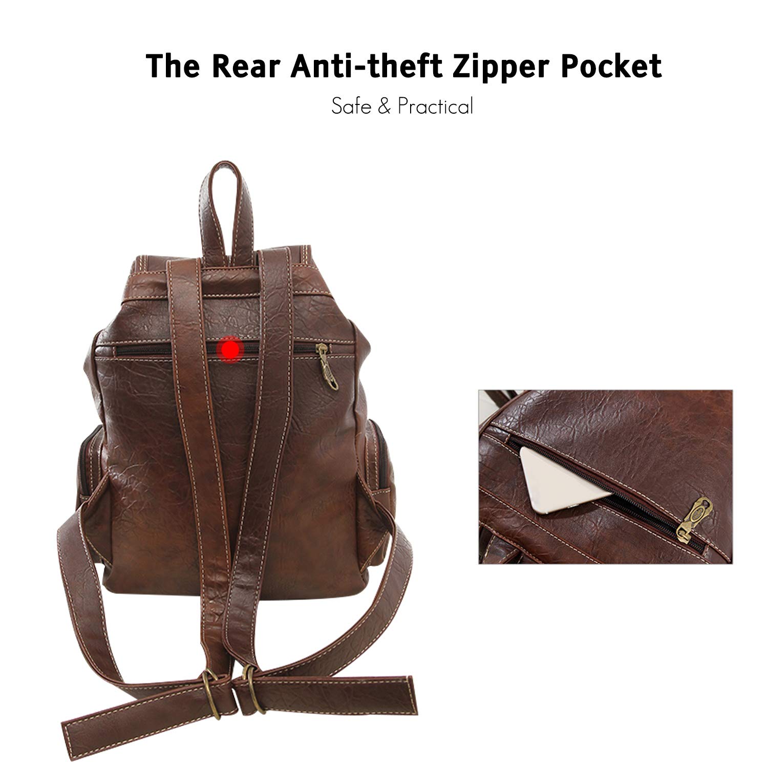 FANDARE Plecaki retro unisex torba na uczelnię na co dzień plecak liceum nastolatki dziewczyna chłopiec wodoodporny plecak na zewnątrz plecak podróżny torba na książki kobiety mężczyźni trwały PU
