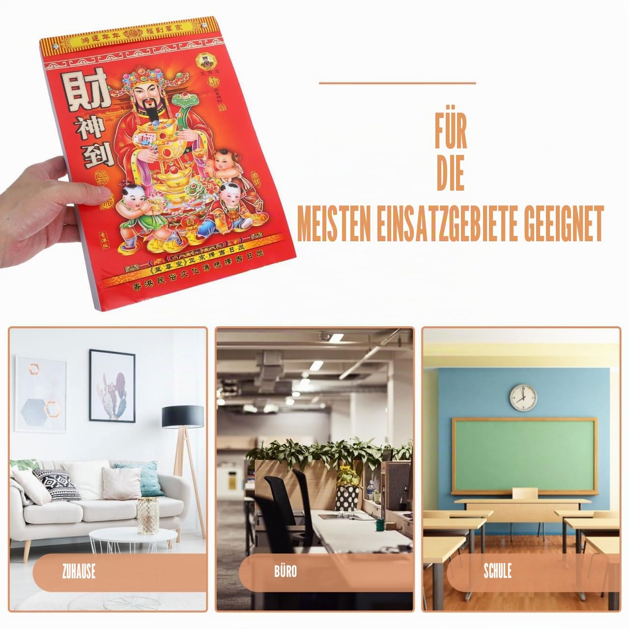 Mipcase Chinesischer Tageskalender 2026 Jahr Des Pferdes Abreißbarer Wandkalender Mit Traditionellen Feng Shui Informationen Und Monddaten Für Büro Und Zuhause 11.4X8 Zoll