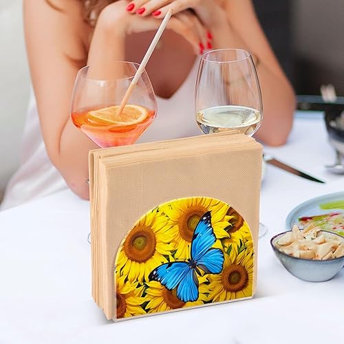 Miniatura 7 de Sunflower and Butterfly Acrylic Napkin Holder Clear Crystal Tissue Paper Dispenser for Table, Kitchen Countertop, Restaurant, Decor