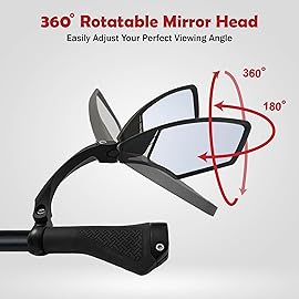 Hafny NEW Handlebar Bike Mirror, HD,Blast-resistant, E-bike Mirror, Glass Lens, HF-MR095 (Anti-glare Blue Right)