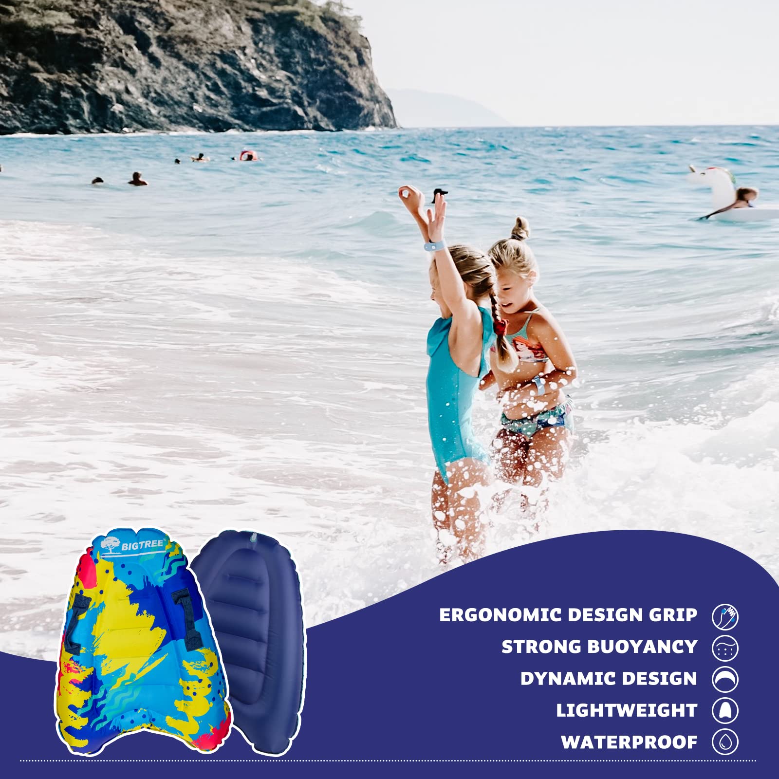 Tavola Da Surf Gonfiabile KAHOO Con Manici - 75x52x15 Cm, Blu, Per Adulti E Sport Acquatici - Foto 3