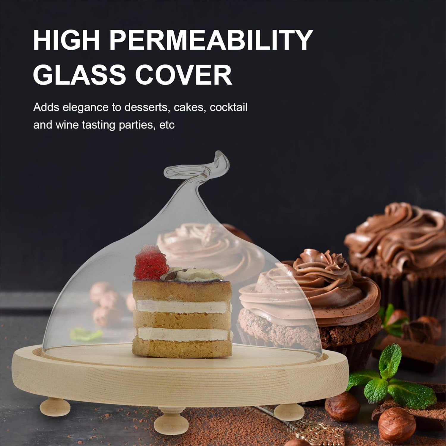 Glass Dessert Cover Food Protective Lid Cake Display Multi-use Safe Party Accessory
