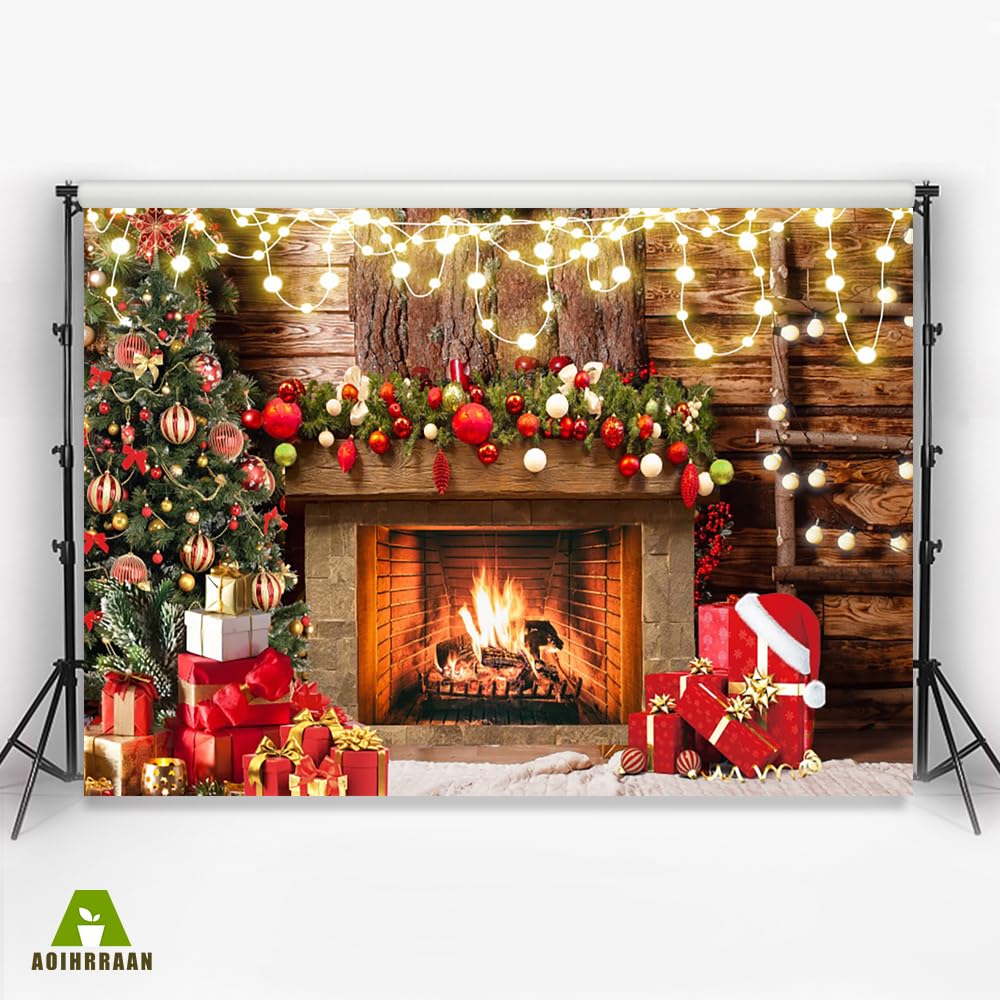 Feliz Navidad Telón De Fondo Con Temática De Chimenea De Navidad,  Calcetines De árbol De Navidad De Tela, Decoraciones De Regalo Para Fiestas Al  Aire Libre, Invierno, Fiesta De Vacaciones, Cumpleaños Y, image size:1000x1000