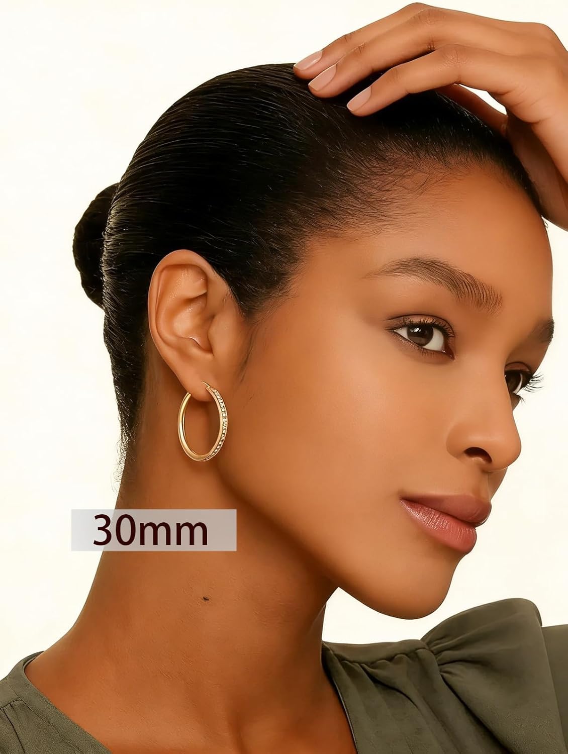 14K Gold Plated Cubic Zirconia Cuff Earrings, 925 Sterling Silver Huggie Hoops 15mm/20mm/30mm/40mm Moissanite Hoop Earrings for Women