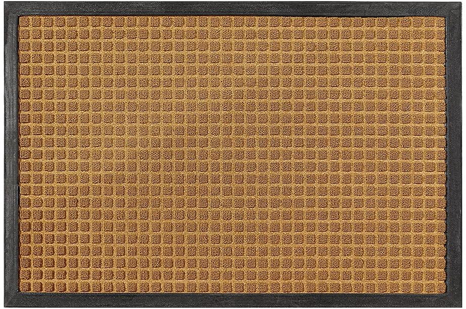 SINOPED Outdoor Doormat Front Door Mat, Heavy Duty Durable Welcome Mat for Outdoor Indoor, Dirt Trapper Waterproof Super Absorbent Door Mat for Entryway Outside Patio Porch-XFG (Brown)