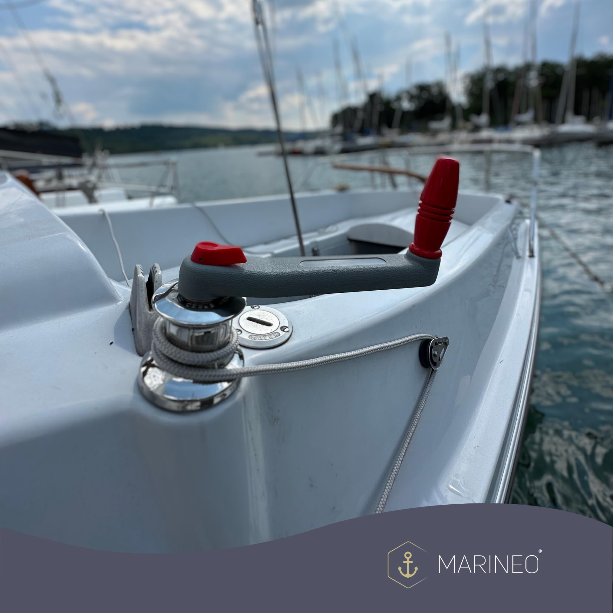 MARINEO Winschkurbel Winch Winchkurbel - Kurbel mit Arretierung, grau rot