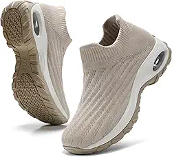 Sapatos de caminhada femininos com suporte de arco superior de malha antiderrapante respirável e leve para fascite plantar