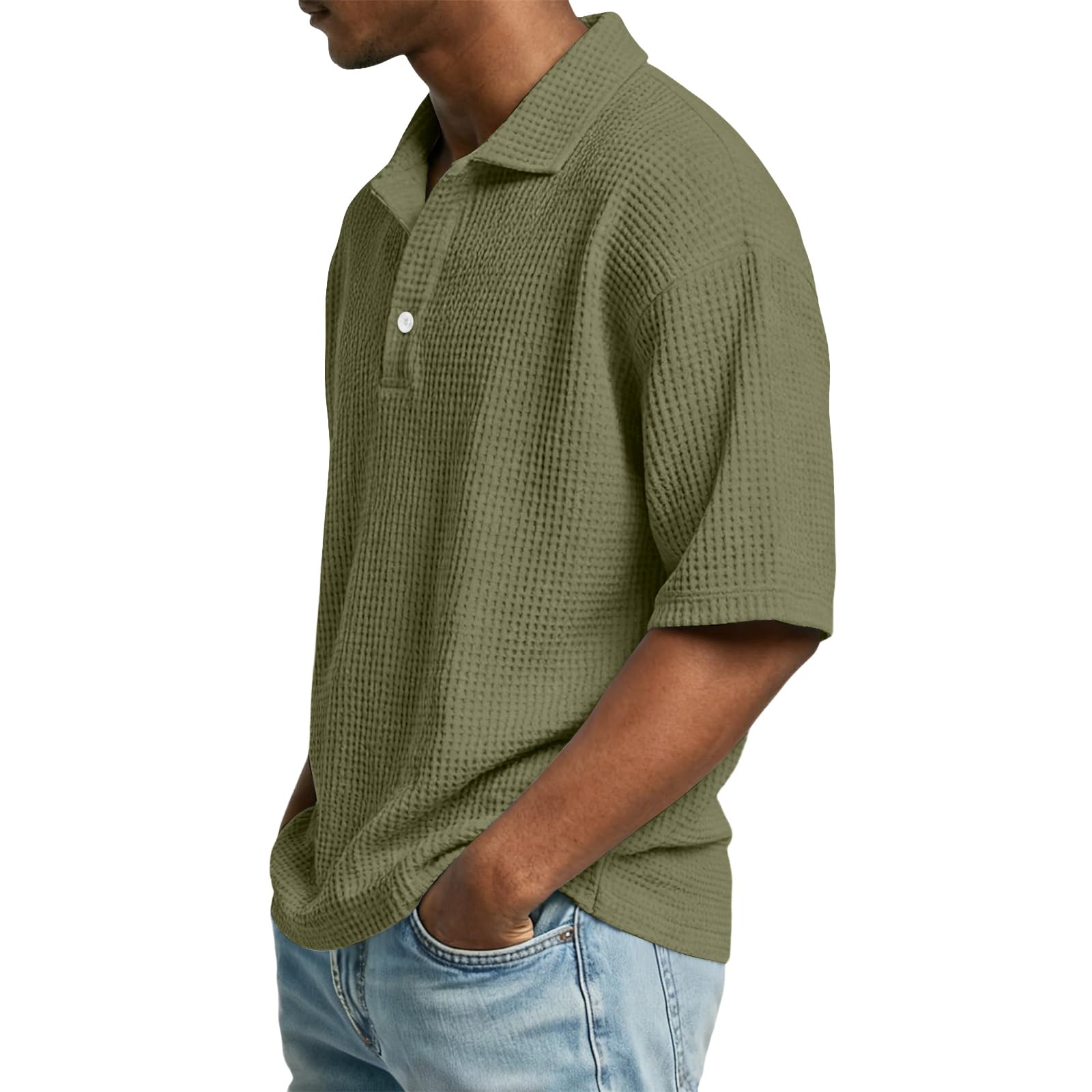 Generico Men's Polo Shirt Short Sleeve Sommer Leichte Summer Outdoor T-Shirt Sport Work Army Arbeits Baggy Cargoshorts - 2