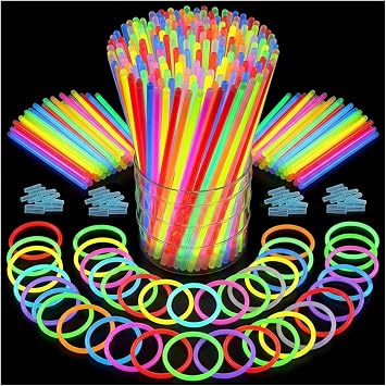 100PCS Glow Sticks Bulk Party Pack, Halloween Glow Sticks For Kids Camping, Glow In The Dark Sticks,8 Glow Party Supplies Bracelets with Connectors