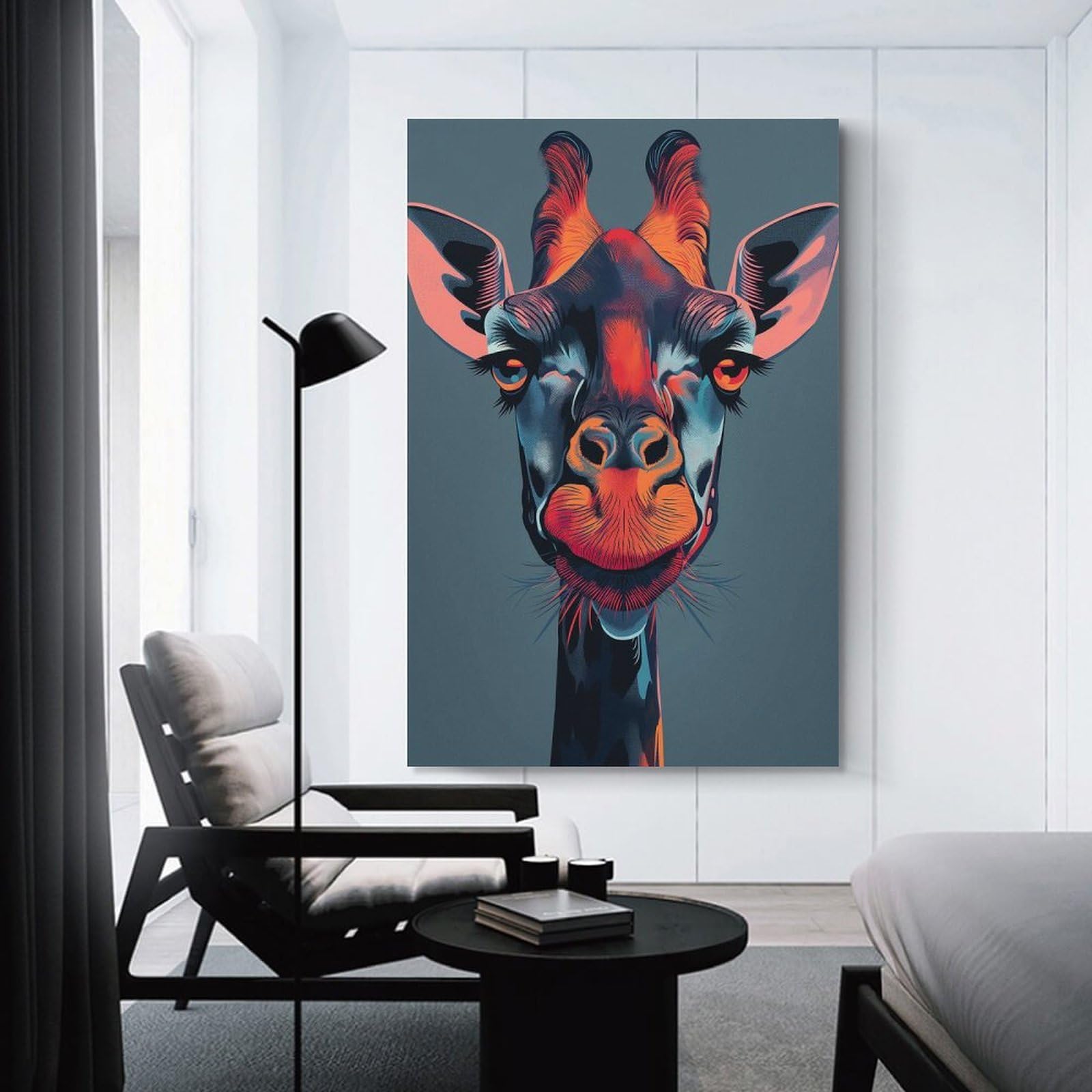 Junmoney Giraffe Portrait Animal Canvas Wall Art 24x36inch(60x90cm), for Work Areas, Reading Rooms Or Studios, A Smart Decor Choice for Study Walls