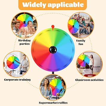 24 Inch Spinning Prize Wheel with Adjustable Stand, Dry Erase Game Spinner