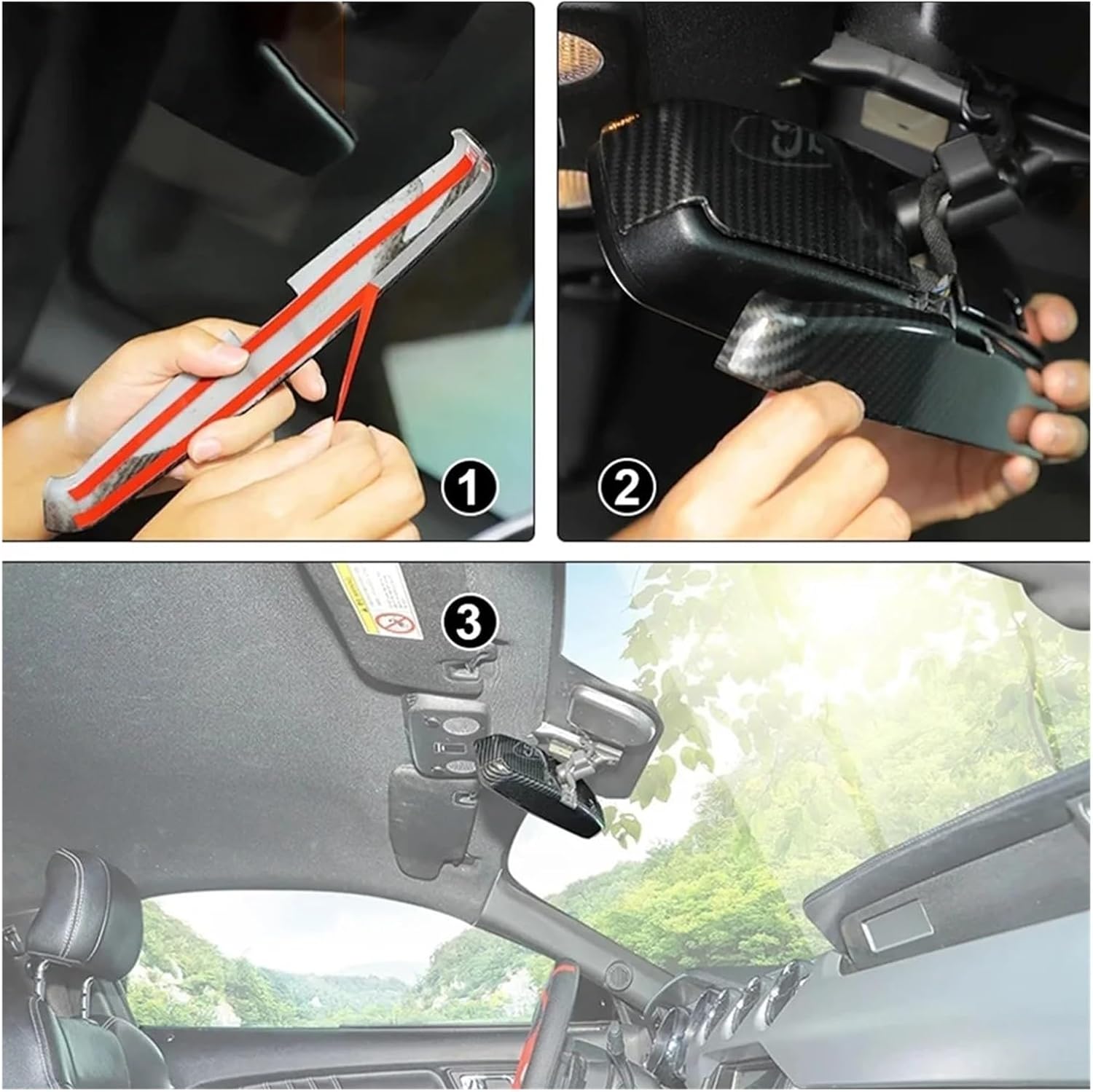 追跡付★MYZEOLWZ 車用ABSカーボンファイバーインテリアバックミラーデコレーションシェルカバートリムステッカー、マスタング2015-