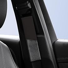 2 Packs Orange Carbon Fiber Texture Car Seat Belt Pads Shoulder Protector Color-Block Design Safety Belt Cushion Universal for SUV Truck Sedan Coupe Mpv Bus(Black)