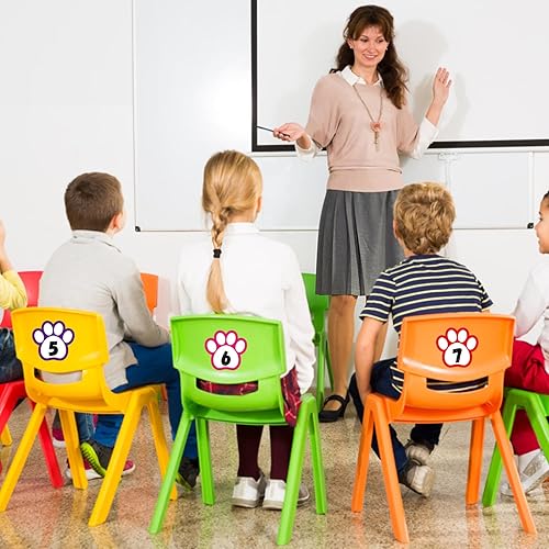 Miniatura 6 de D24TIME Puntos de alineación para el suelo del aula, 36 unidades de 4.5 pulgadas, impermeables, números de números para aula, calcomanías de