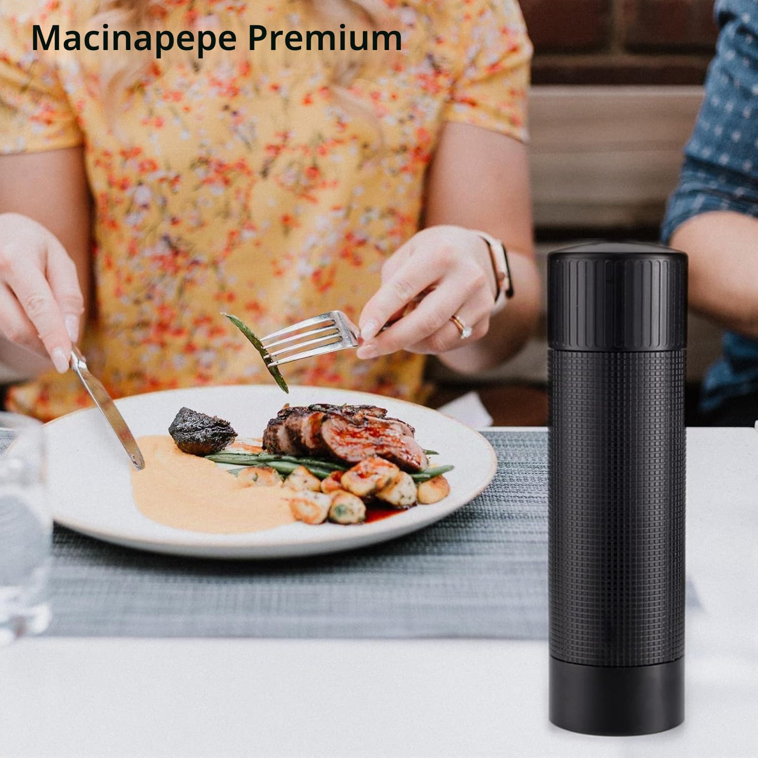 Luvan Macinapepe professionale, macinapepe manuale in alluminio per impieghi gravosi, macinino per spezie con lama in acciaio inox e granulometria regolabile