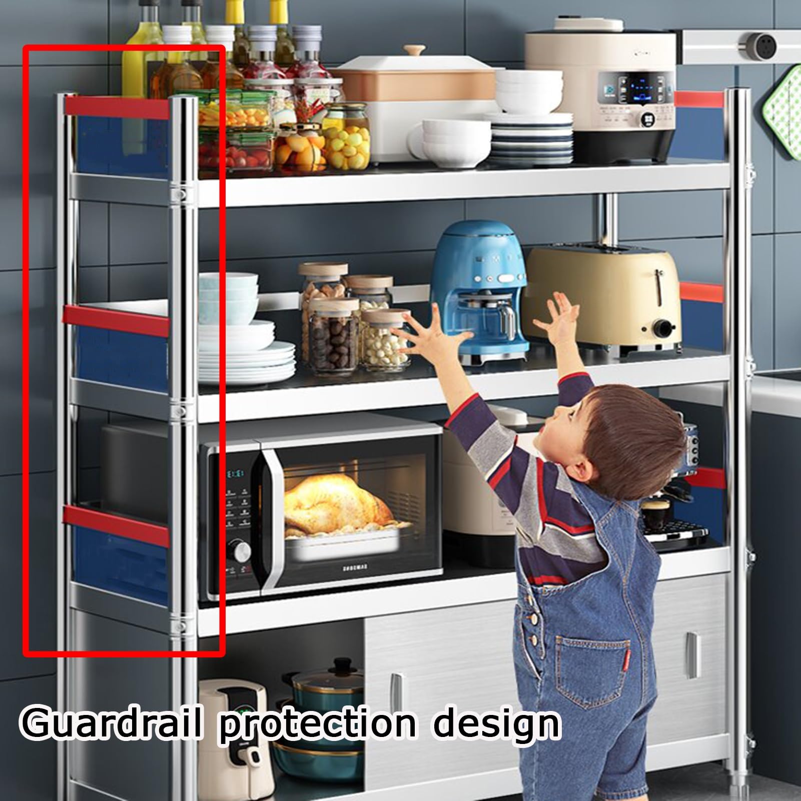 Tavolo resistente in acciaio inox con armadio e scaffalatura, per cucina, ristorante, hotel, garage (60 x 40 x 150 cm)