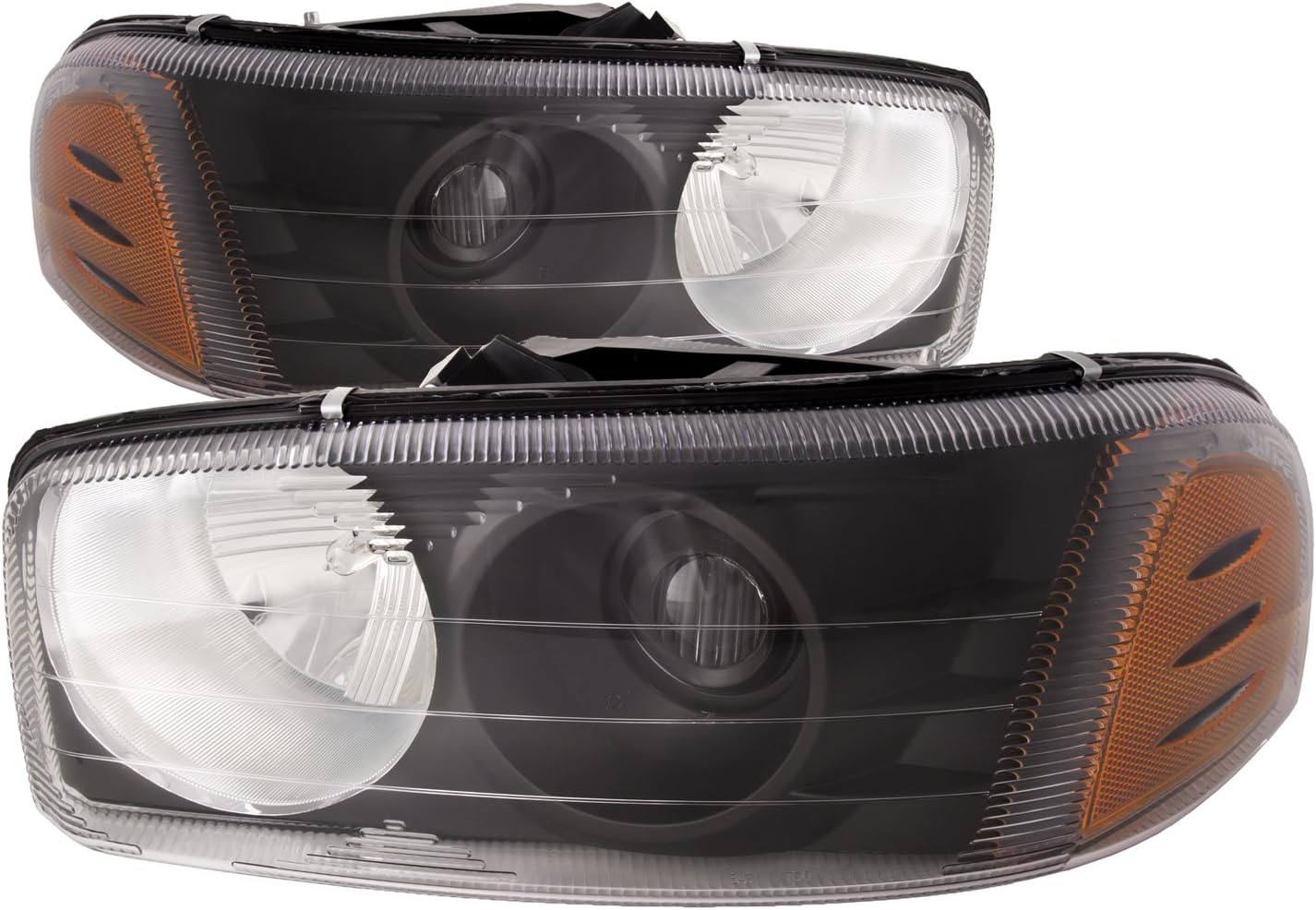 Black Housing Halogen Headlights Compatible with GMC Sierra 1500 Classic HD 2500 3500 Yukon XL Includes Left Driver and Right Passenger Side Headlamps