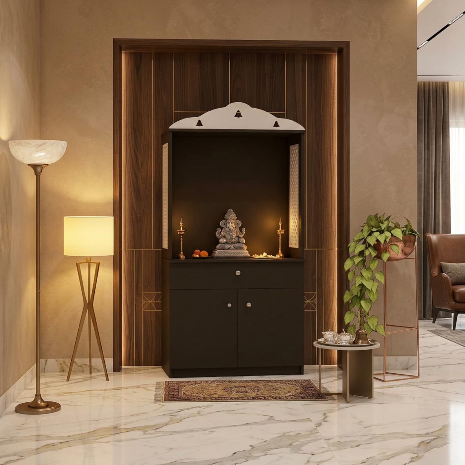 TRISULM Vision Home Temple/Pooja Unit/Home Mandir/Engineered Wood (Knock Down) discount deal