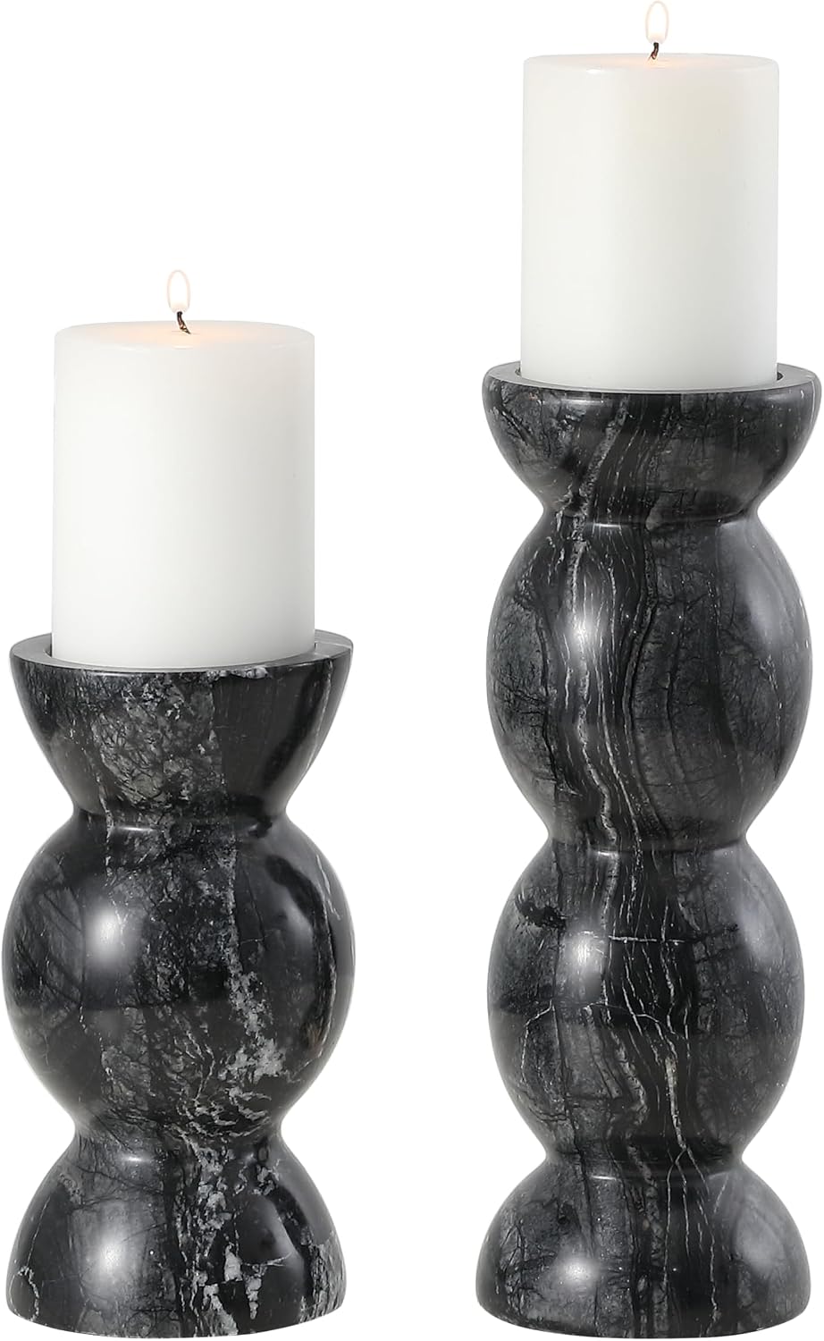 SAFAVIEH Home Collection Rhodes Candle Holder Set of 2 – Black Marble, Modern Decorative Accent for Dining Tables, Shelves, or Mantels