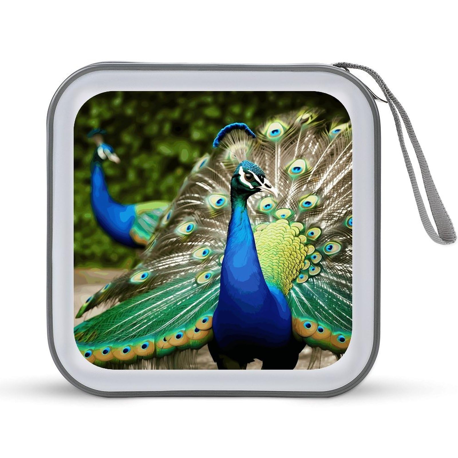 VstaDank Beautiful Peacock CD Case DVD Holder Storage Portable Carry Binder Holder Wallet Large Storage Disc Wallet Bag Hard Plastic DVD Disc Case Large Media Binder 40 Capacity