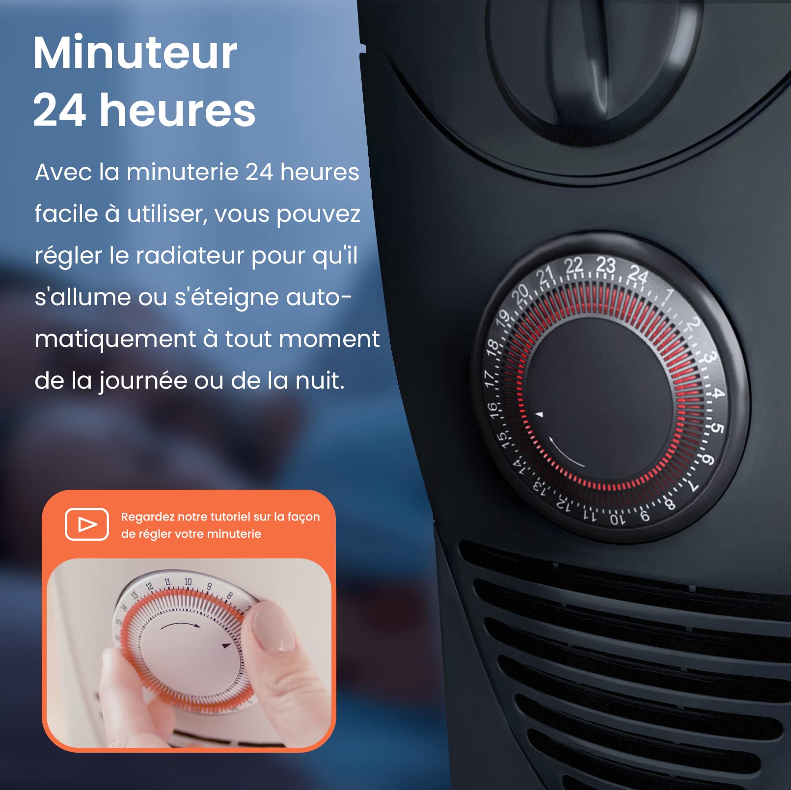 Pro Breeze Radiateur à bain d'huile 2500W, 11 éléments - Chauffage électrique portable avec Minuterie intégrée, 3 niveaux de chaleur, Thermostat réglable, Caractéristiques de sécurité intégrées - Noir