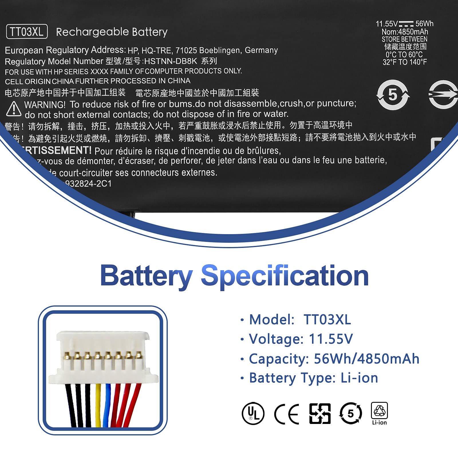 ANTIEE TT03XL 932824-421 Laptop Battery for HP EliteBook 755 G5 850 G5 850 G6, ZBook 15U G5 G6 Series TT03XL-BTI TT03056XL-PL HSN-I13C-5 932824-1C1 932824-2C1 933322-855 HSTNN-LB8H HSTNN-DB8K 56Wh
