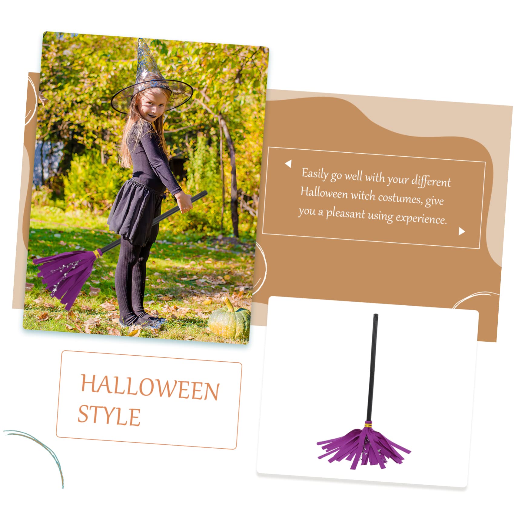 Didiseaon 3pcs Witch Broom Miniature Broom Thatch Broom Masquerade Decorations Witch Costume Halloween Costume Broom Straw Broom Halloween Broom Decoration Toy Witches Broom Plastic Purple