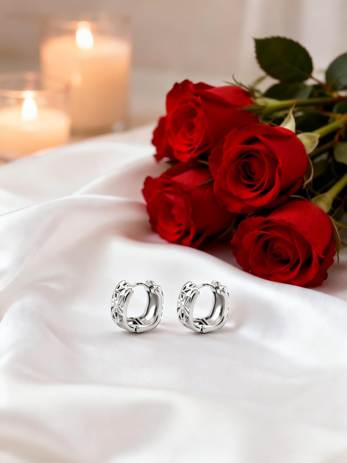 Tiny Dainty Gold & Silver Huggie Hoop Earrings for Women:Small Bamboo,Square,Twisted,Teardrop,U-Shaped Hoops, Mini Huggie Hoops in Champagne & White Gold Plated Hypoallergenic Lightweight - Image 3