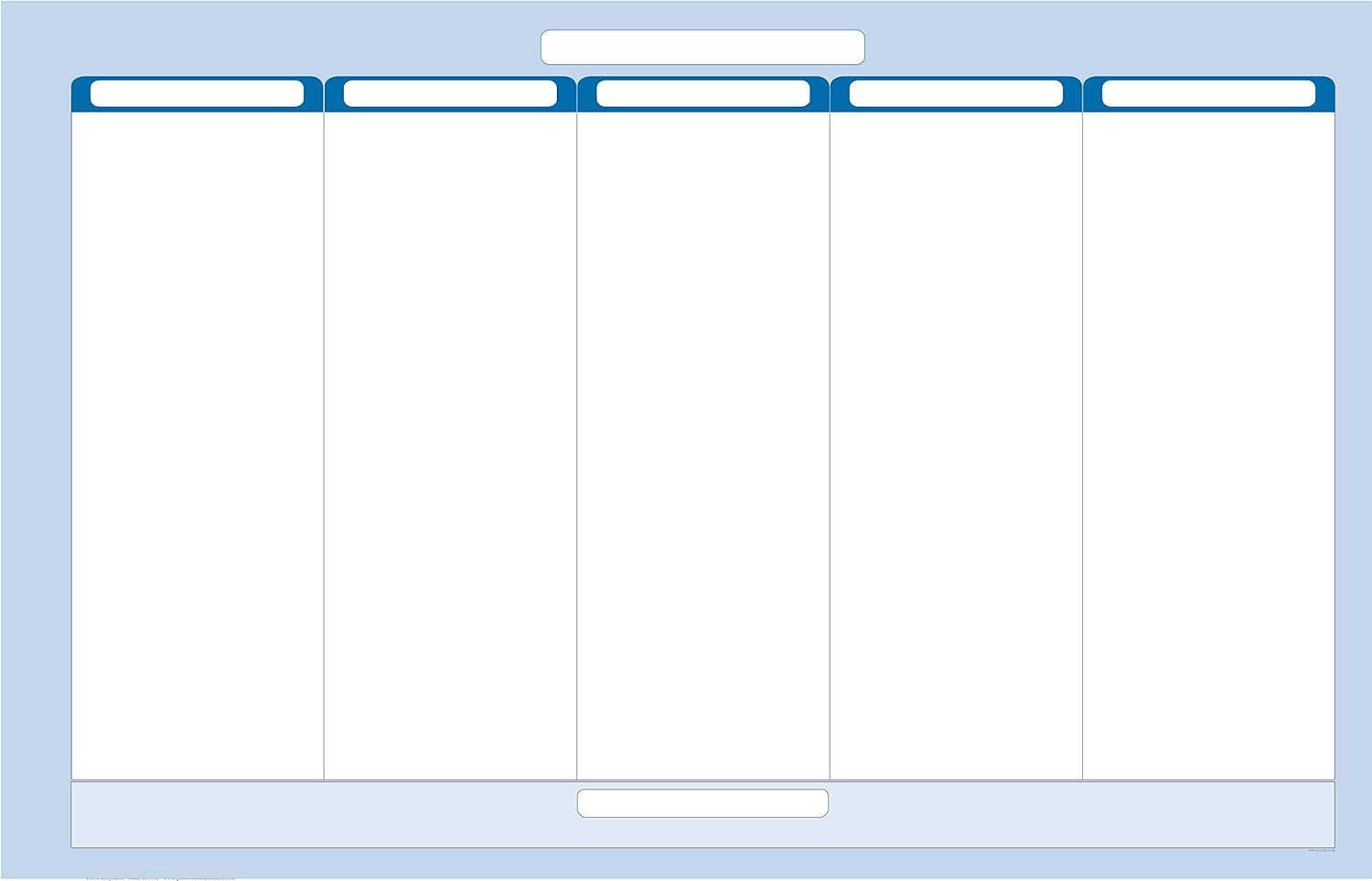 5-Column Dry & Wet Erasable Wall Organizer - Best in It's Class. Non-ghosting/Non-staining (Sky Blue Horizontal 24 x 36)