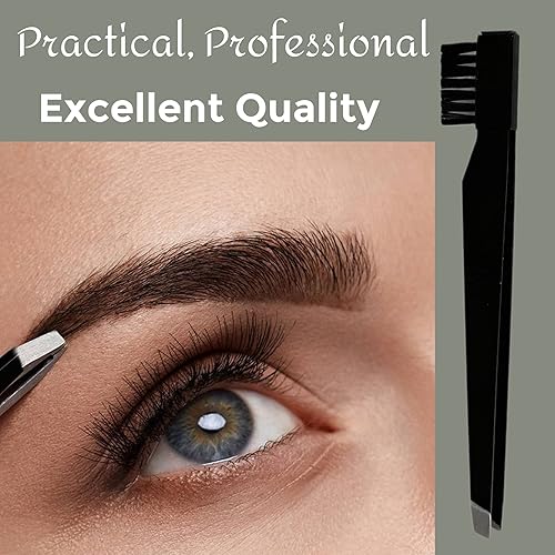 Miniatura 6 de Herramienta de aseo combinado de 2 pinzas y cepillo para hombres y mujeres  Pinzas para cejas DIY profesional maquilladores artistas de viaje, bolsa