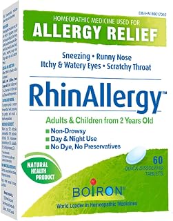 Boiron RhinAllergy for Relief from Allergy Symptoms of Sneezing, Runny Nose, and Itchy Eyes or Throat- 60 Tablets
