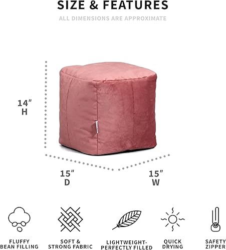 Miniatura 4 de Big Joe Aurora - Paquete de puf y puf, terciopelo malva tostado, poliéster suave, 3.5 pies