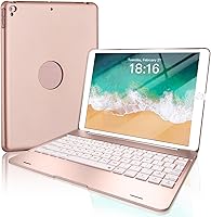Vista 1 de NOKBABO Funda de teclado para iPad Pro de 9.7 pulgadas, iPad 2018 6ª generación, iPad 5ª generación 2017, iPad Air 2 y 1 con teclado, cubierta Oro