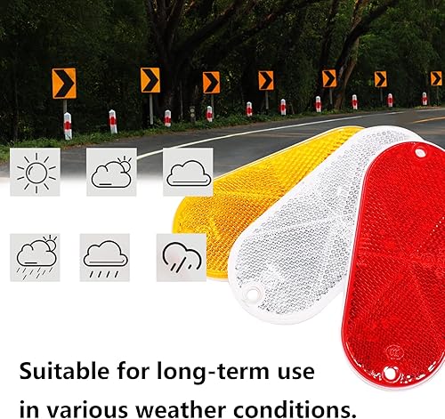 Miniatura 34 de smseace Paquete de 15 reflectores de seguridad rojos – Remolque autoadhesivo, coche, RV, motocicleta, coche, autobús reflectores