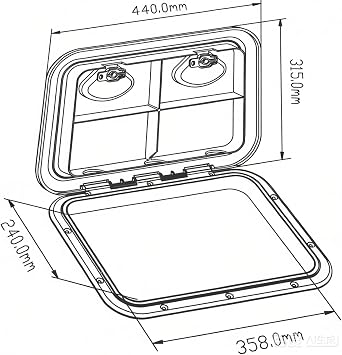 YaeMarine 17-1/4x12-3/8'' Marine Boat Deck Access Hatch & Lid, Black (440mm x 315mm)