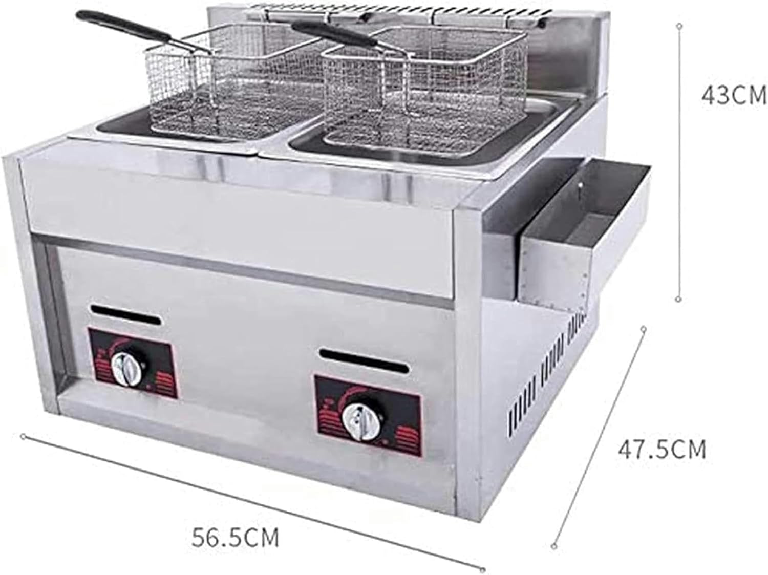 XENITE Deep Fryer,Commercial Gas Fryer,20L Countertop Basket Stainless Steel Deep Fat Fryer Restaurant Home Fries Chip with Seasoning Trough