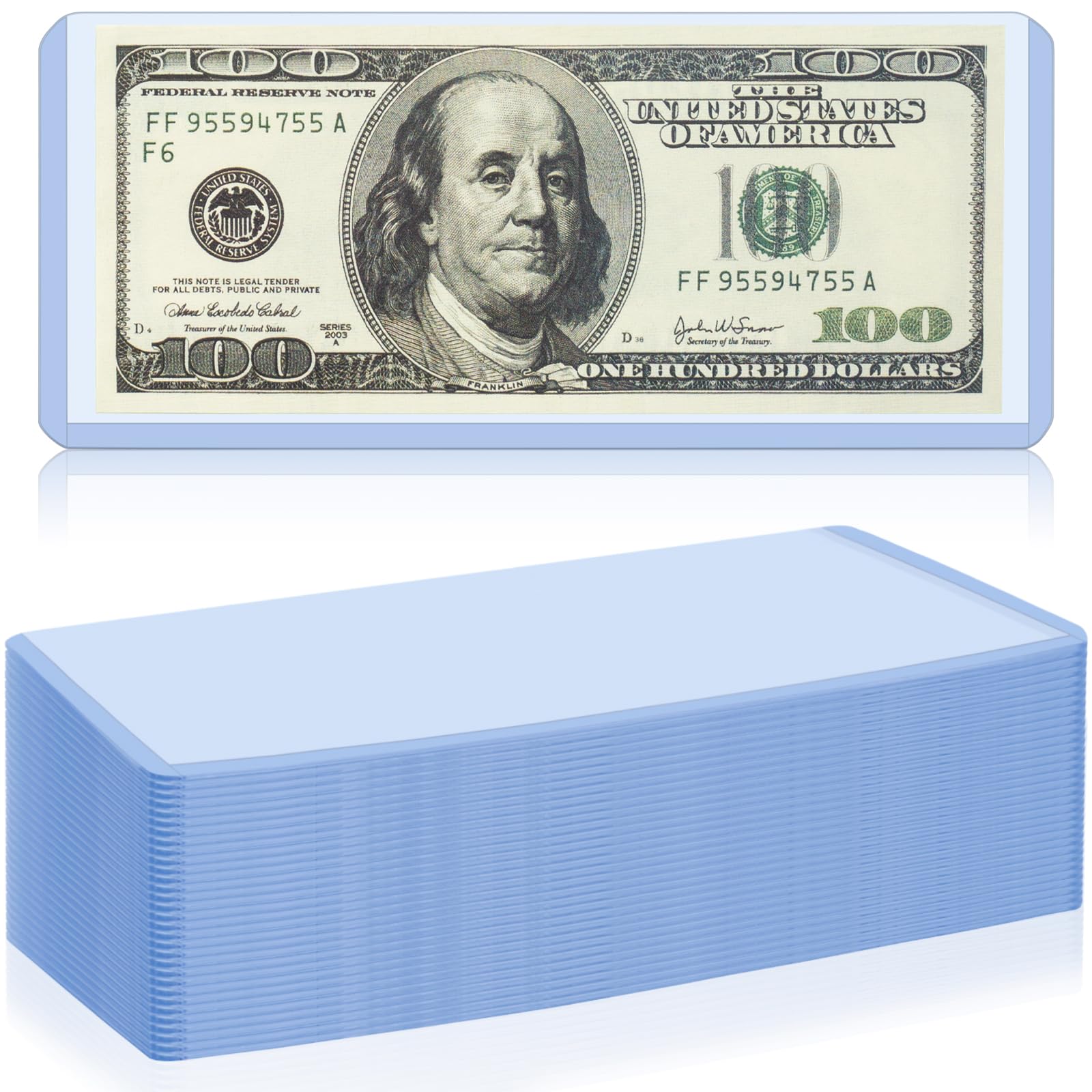 30 Pack Dollar Bill Sleeves - 6.8" x 2.9" Clear Currency Sleeves, Hard Plastic Waterproof Money Holders, Dollar Bill Display Case, Currency Protectors