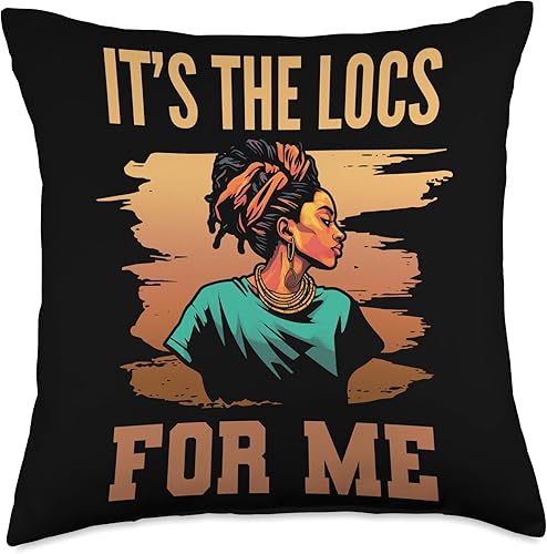 It's the Locs for Me Afro Hair - Almohada negra de niña africana americana, 18 x 18 pulgadas, multicolor