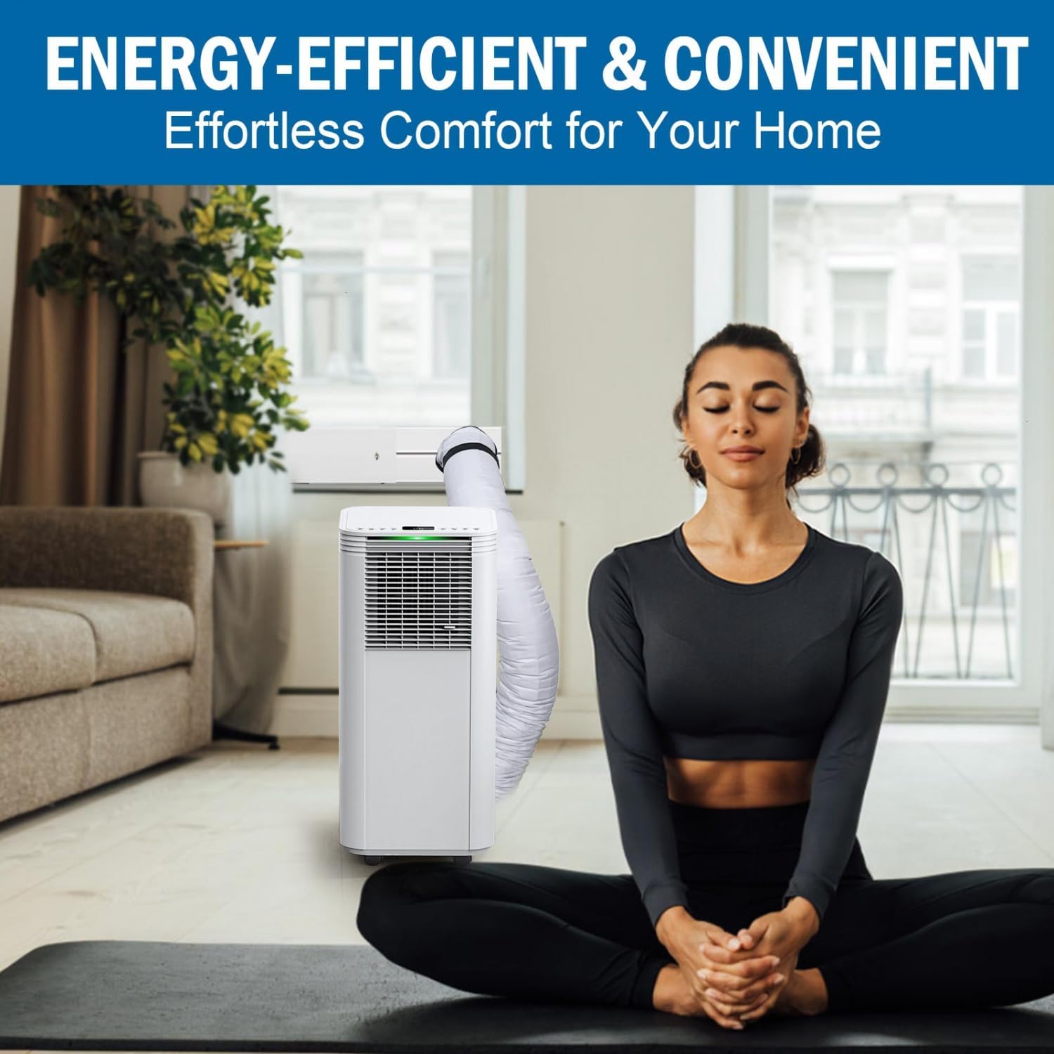 YoleShy 2 Pack Portable AC Hose Insulation Sleeve Thick Portable Air Conditioner Hose Cover Wrap for 5" & 5.9" Diameter Easy Installation AC Duct Insulation Wrap with 6 Adjustable Buckle Bands