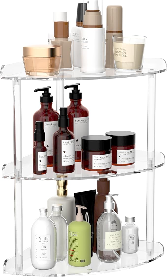 Amazon.com: Sezanrpt 3 Tier Acrylic Corner Shelf Organizer Storage 9 ...