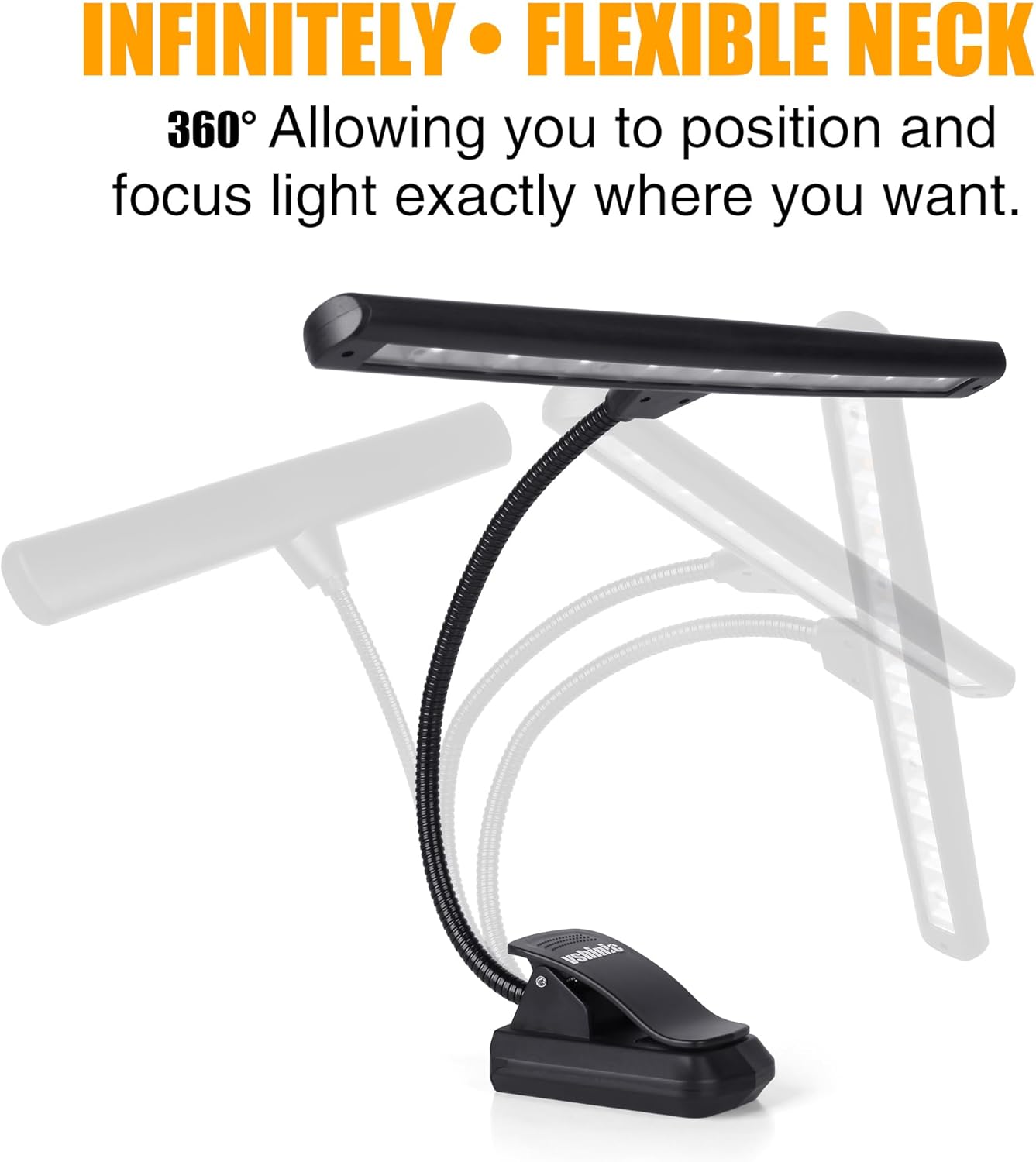 Clip On Music Stand Light,18LED Rechargeable Piano Light, Orchestra Light 3 Colors & 2 Levels Brightness Settings,Perfect for Piano, Keyboard,Orchestra,DJ,Craft and Reading