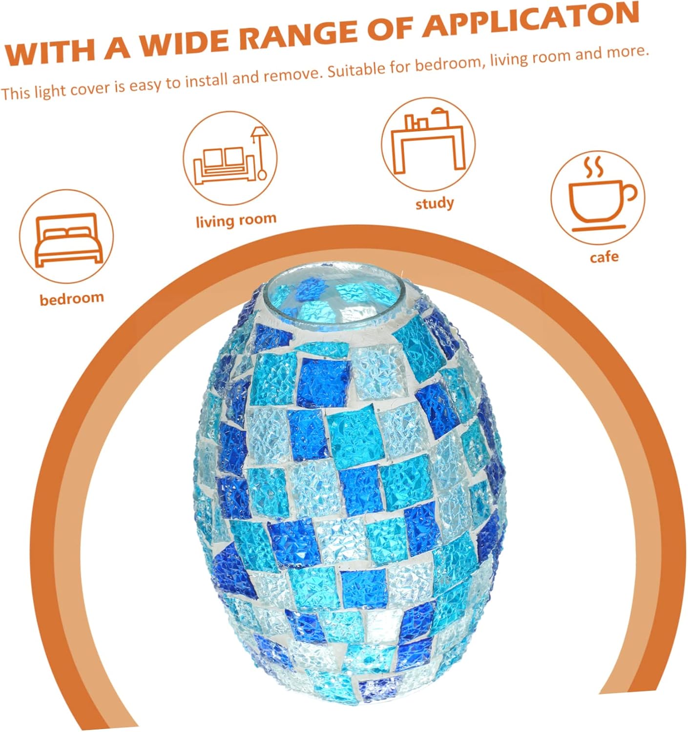 POPETPOP Small Lampshade Glass Shade Retro Design Decorative Lampshade for Wall Light