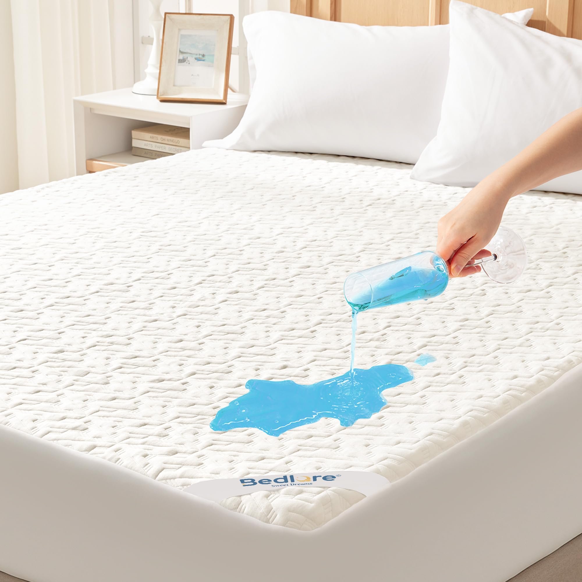BEDLORE Waterproof Double Mattress Protector, Soft Bamboo Mattress Cover